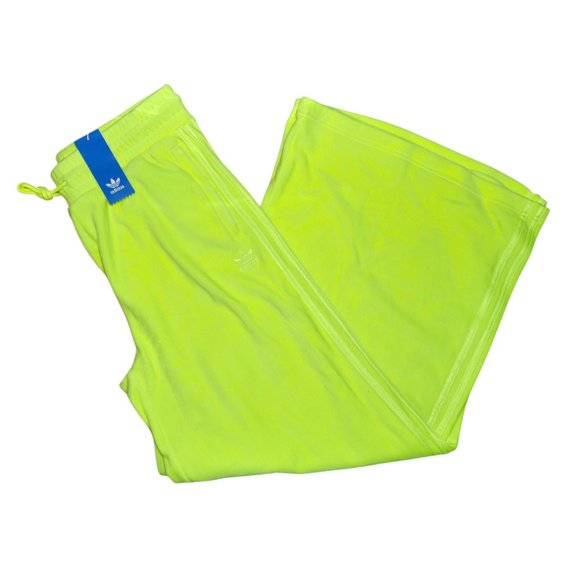 Adidas Originals Jeremy Scott Velour Wide Leg Pants Womens Size XL Solar Yellow - Picture 6 of 7